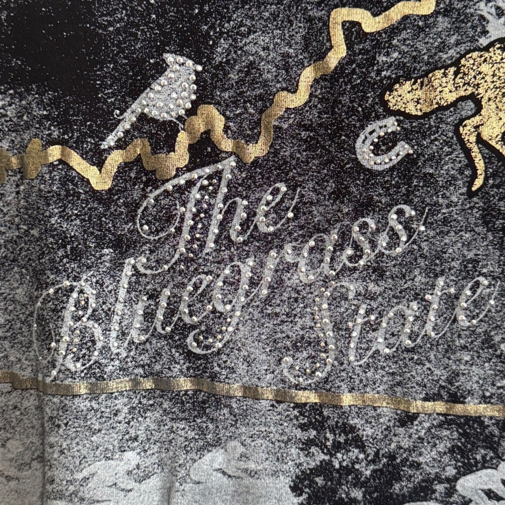 Blue Canyon Bluegrass State Kentucky Horse Rhinestone Tee Black Size L Cotton - Picture 2 of 8